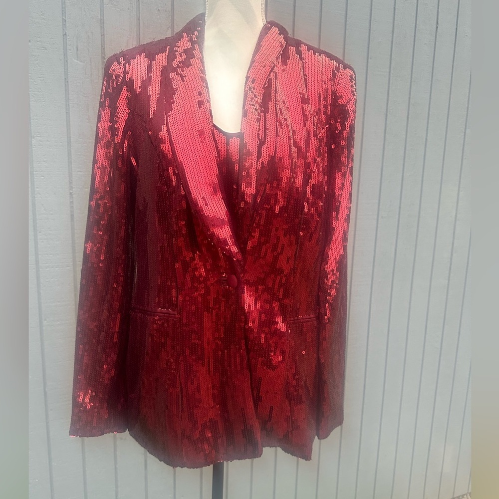 INC Burgandy Sequin Tank and Matching Jacket